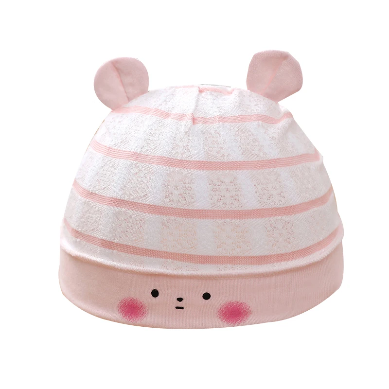 Outdoor cotton summer new born baby hats with two ears and a lovely cute pattern