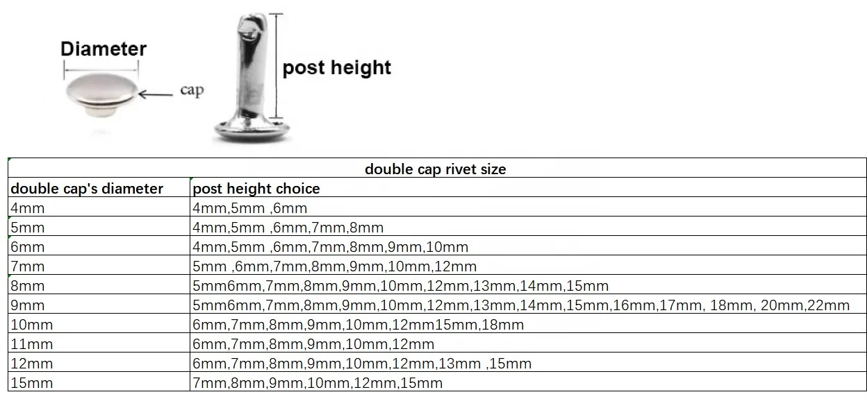 custom double cap metal denim rivet bag rivet for clothes