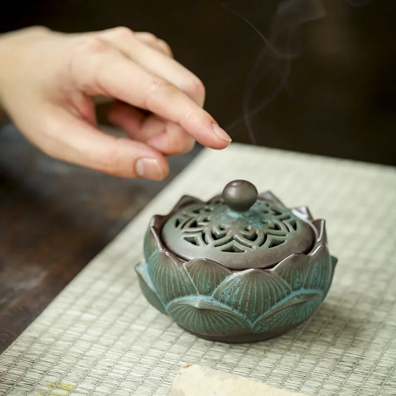 Hot Sale Handmade  Fancy Ceramic Lotus Incense Stick Holder Incense Burner