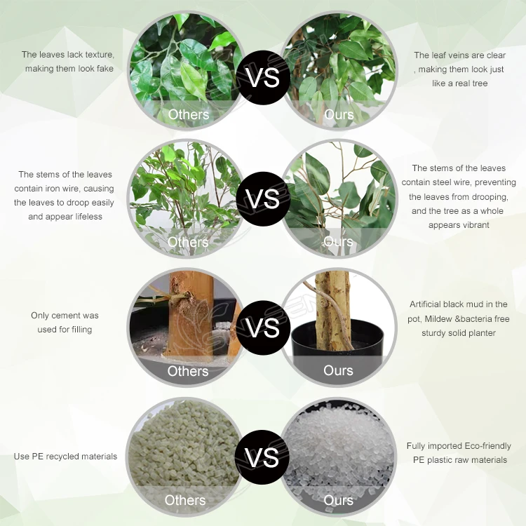 Ficus Microcarpa Bonsai Aritificial Trees Fake Outdoor Leaf Plastic Decoration Plants Small Artificial Banyan Tree