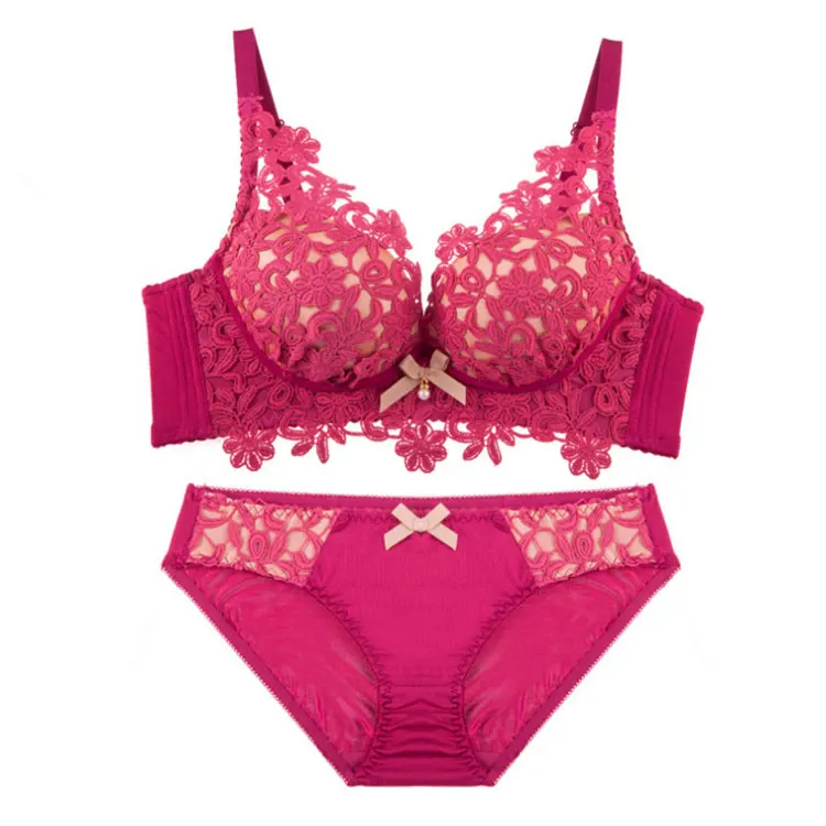 Новый дизайн, кружевной бюстгальтер пуш-ап с цветами для взрослых, женское нижнее белье, комплекты бюстгальтеров и трусиков