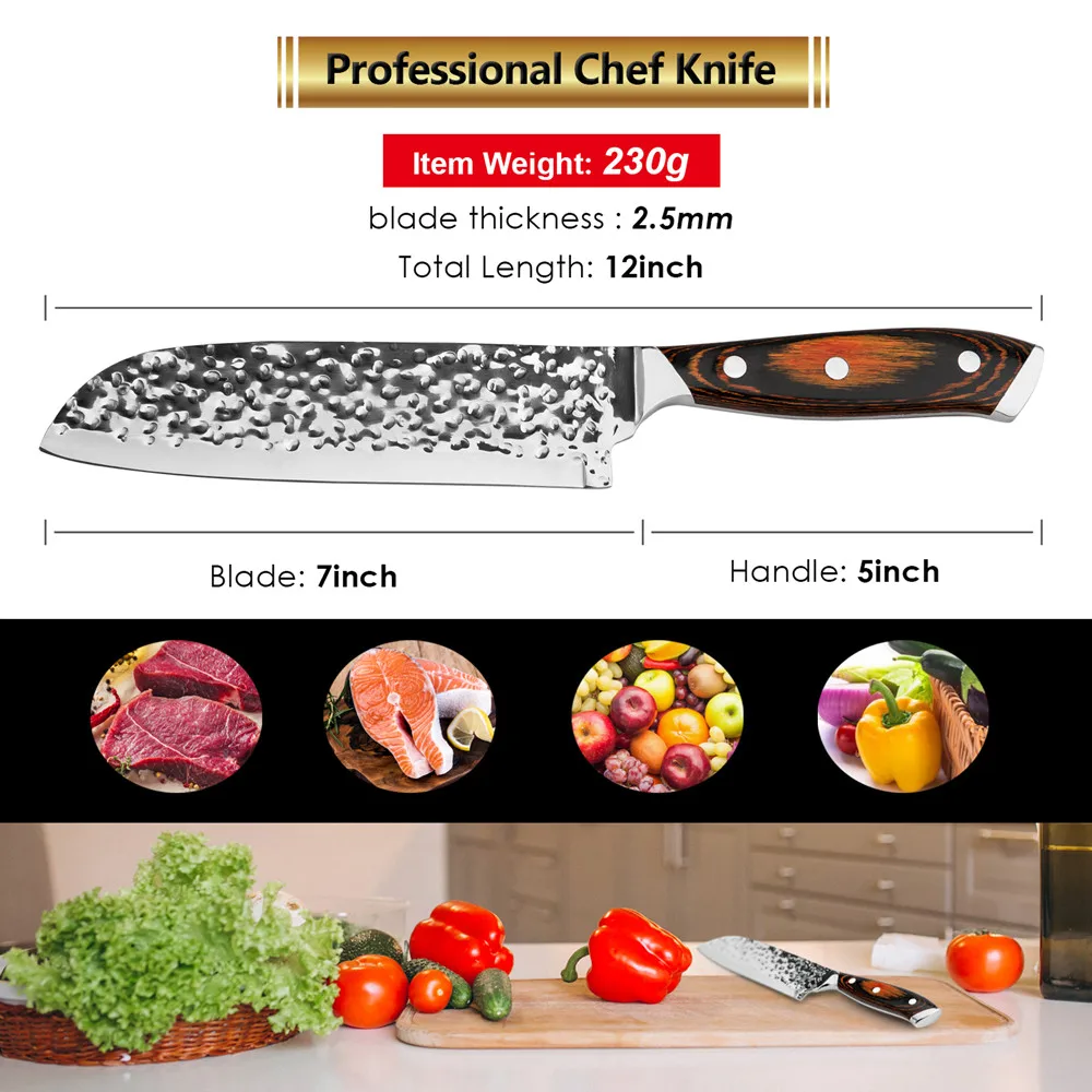 7 inch Santoku knife professional stainless steel kitchen knives cooking Japanese chef knife with box