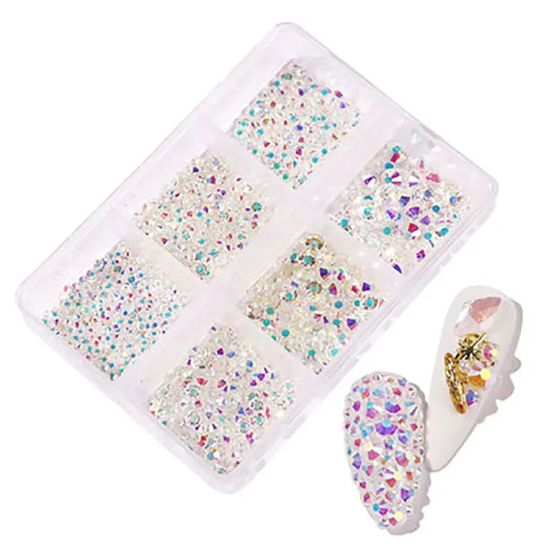 Multi Shapes Glass multi-style DIY Art decoration Nail strips box Art Slices Iridescent Nail Sequins for Acrylic Nail Art