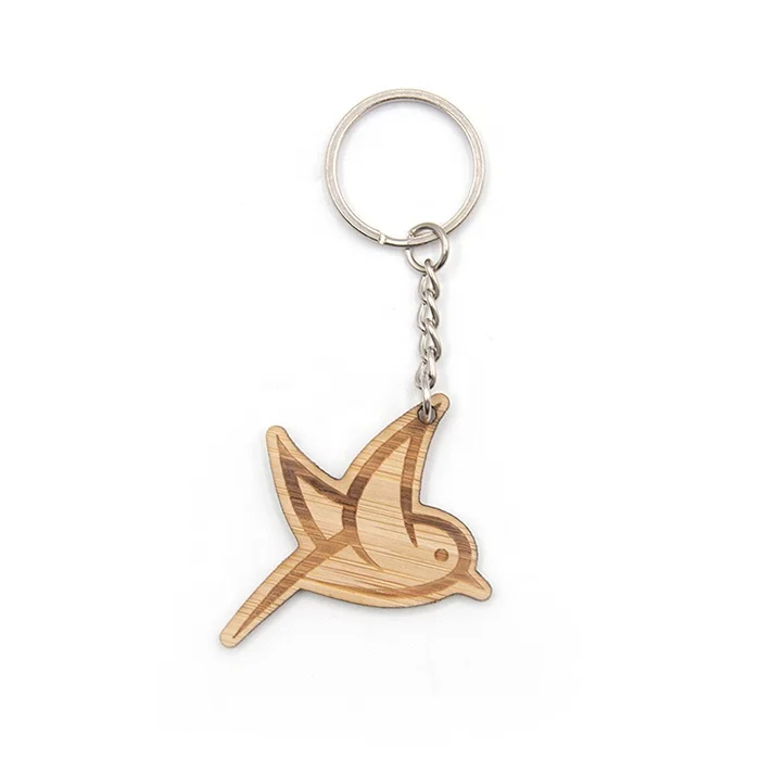 Best Selling Custom Wooden Keychain Key Ring Bird Shape Wood Keyring