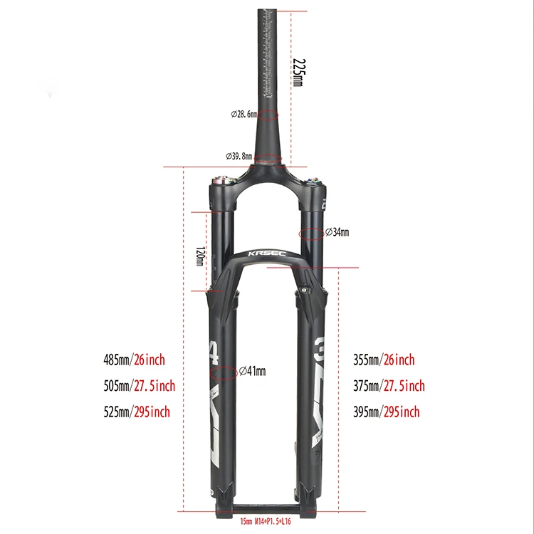 KRSEC 120mm Travel Air Bike Fork 26/27.5/29 Inch Straight Tapered Tube Suspension fork Quick Release MTB Bicycle Fork