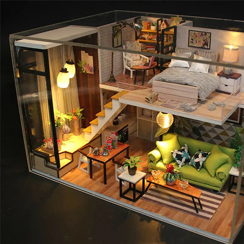 
Wood DIY Dollhouse Kit Miniature Furniture Cottage Romantic Villa Doll House UK 