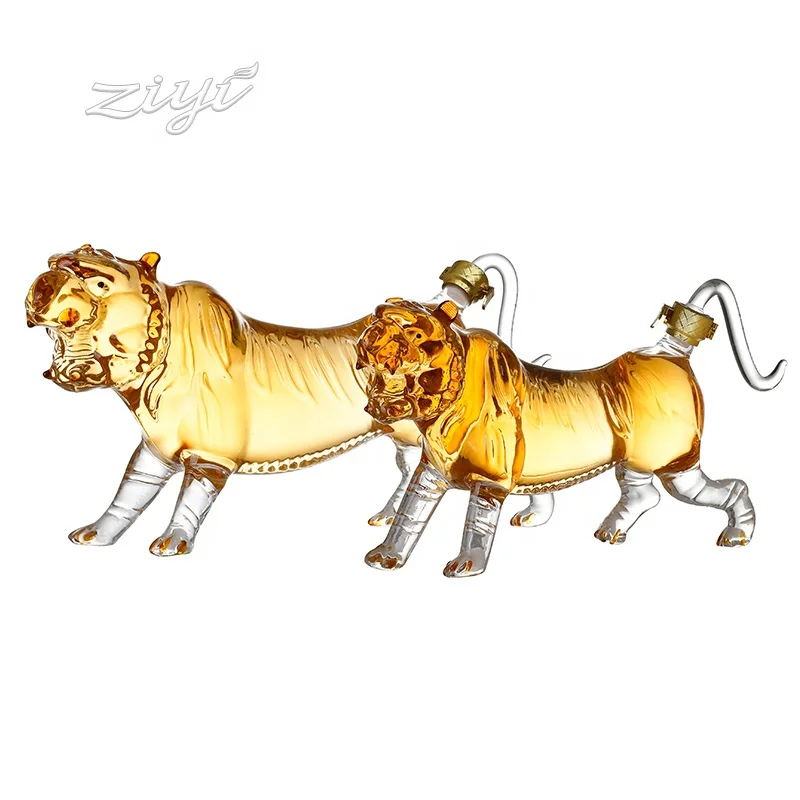 Стеклянная бутылка для вина с животными 500 мл 1000 виски в форме тигра ручная работа стеклянная