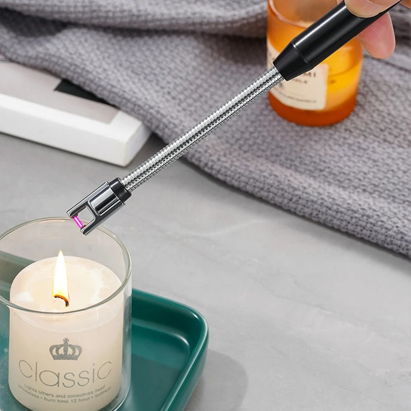 2024 Fren Company New  Custom Logo Smart  Luxury Metal Usb Arc Electric Rechargeable Candle Lighter