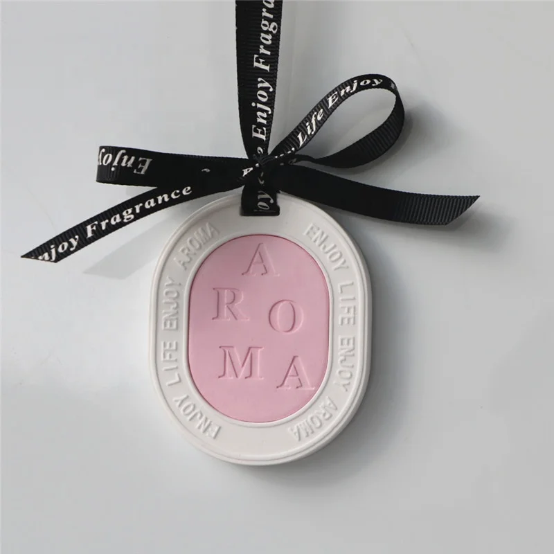 Ins Multiple Color Matched Home Fragrance Oval Hanging Ceramic Aroma Stone Essential Oil Diffuser