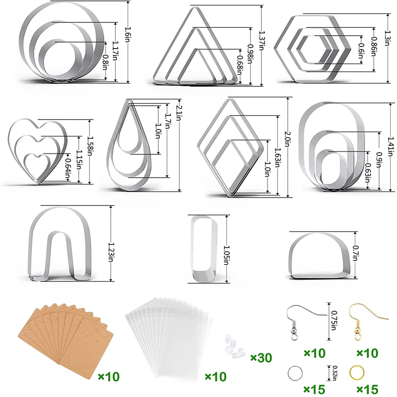 Amazon Hot Sale 24 Pcs Polymer Clay Earring Cutters with Earring Cards and Hooks,TOYS0944