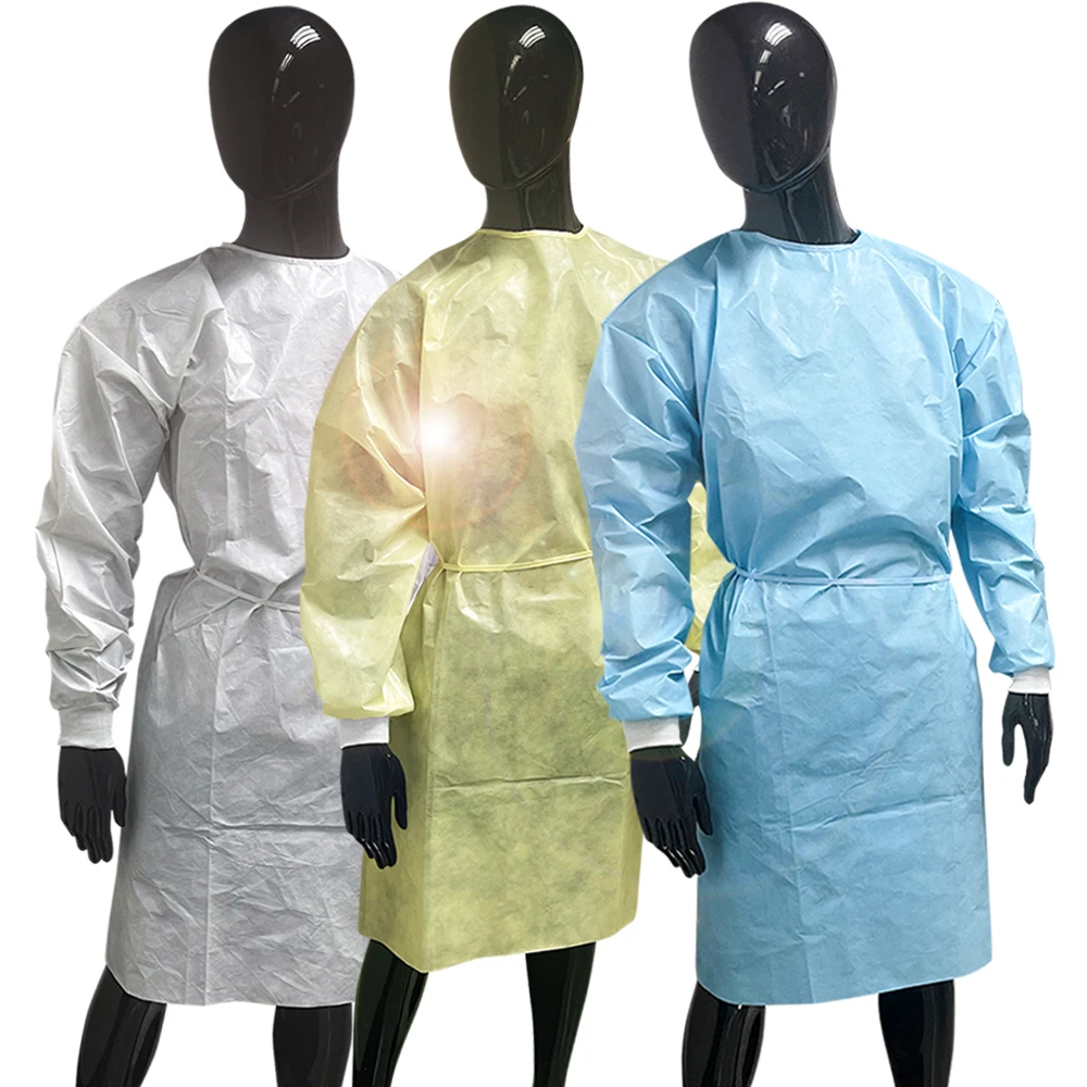Quick Delivery Hot Sale Disposable Long Sleeve Non Woven Blue Aami Level 3 Gown For Adult