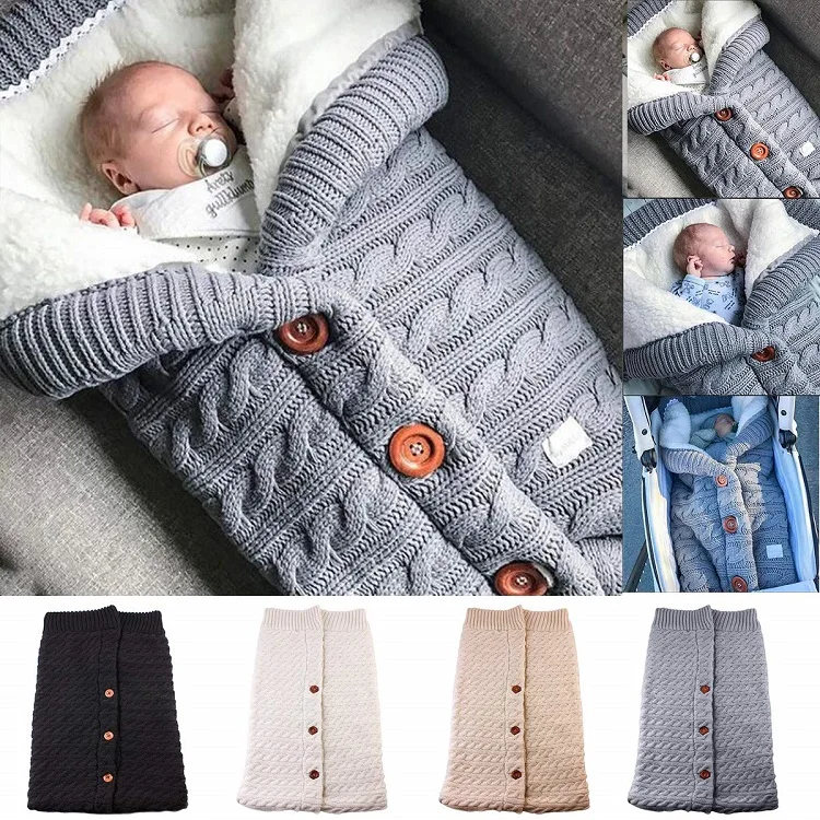 
Newborn Baby Swaddle Blanket Baby Kids Toddler Thick Knit Soft Warm Sleeping Bag Baby Stroller 