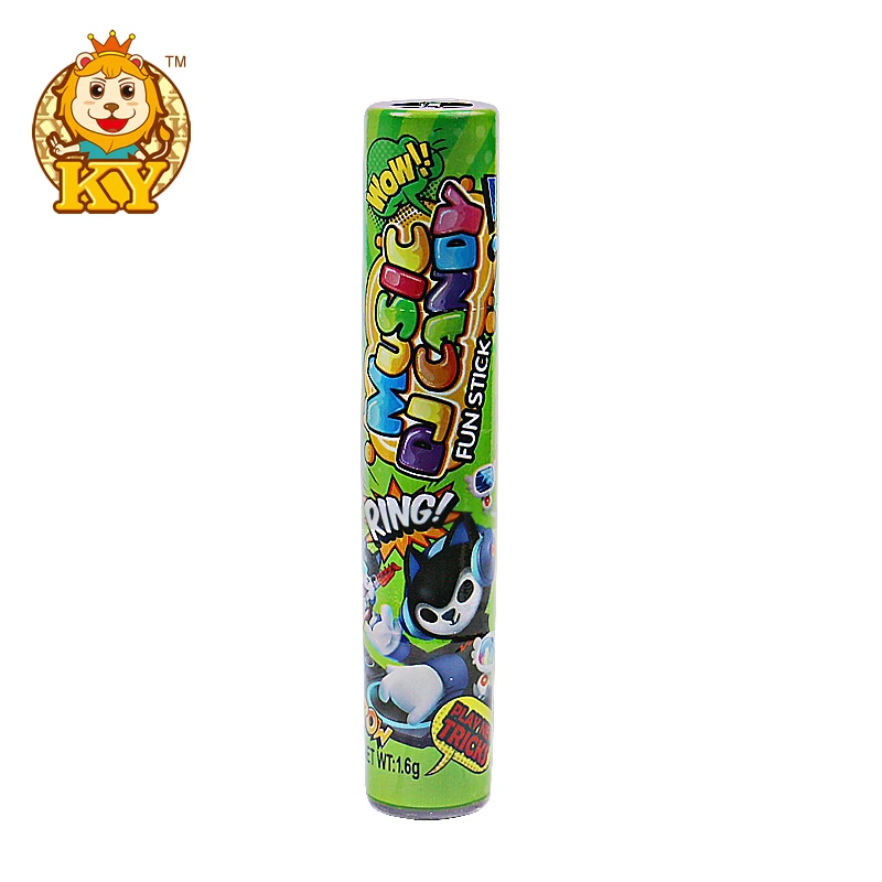 Wholesale plastic sound tube toy with fruity flavor compress candy for kids