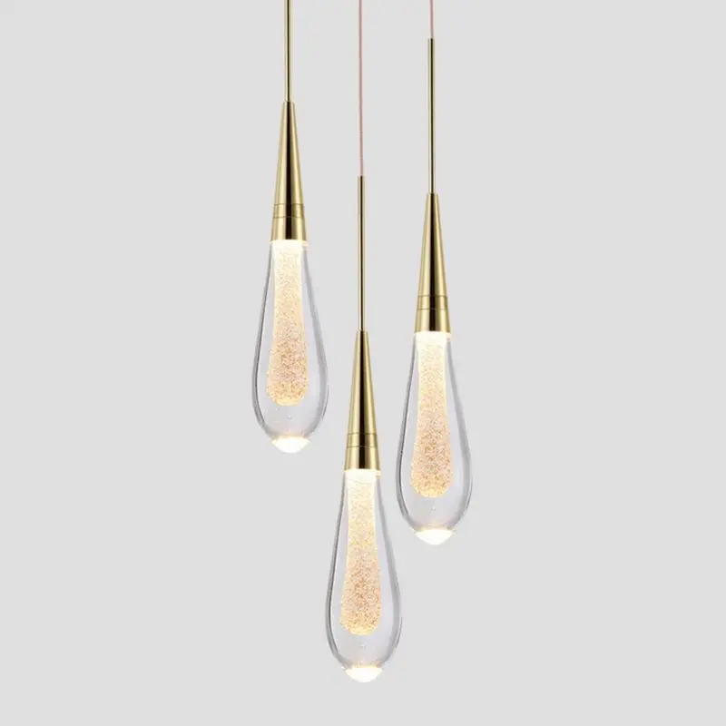 Gold Luxury Modern Water Rain Drop Pendant Light Led Hotels Crystal Small teardrop chandelier crystals
