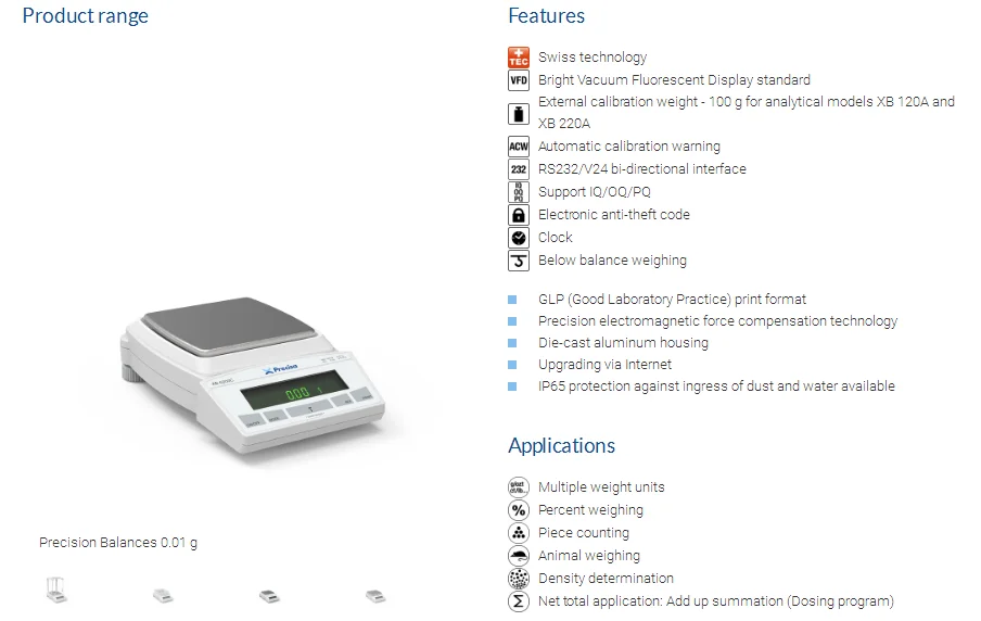 Precisa Digital Precision Balance Scale / Electronic Lab balance 0.01g XB Series