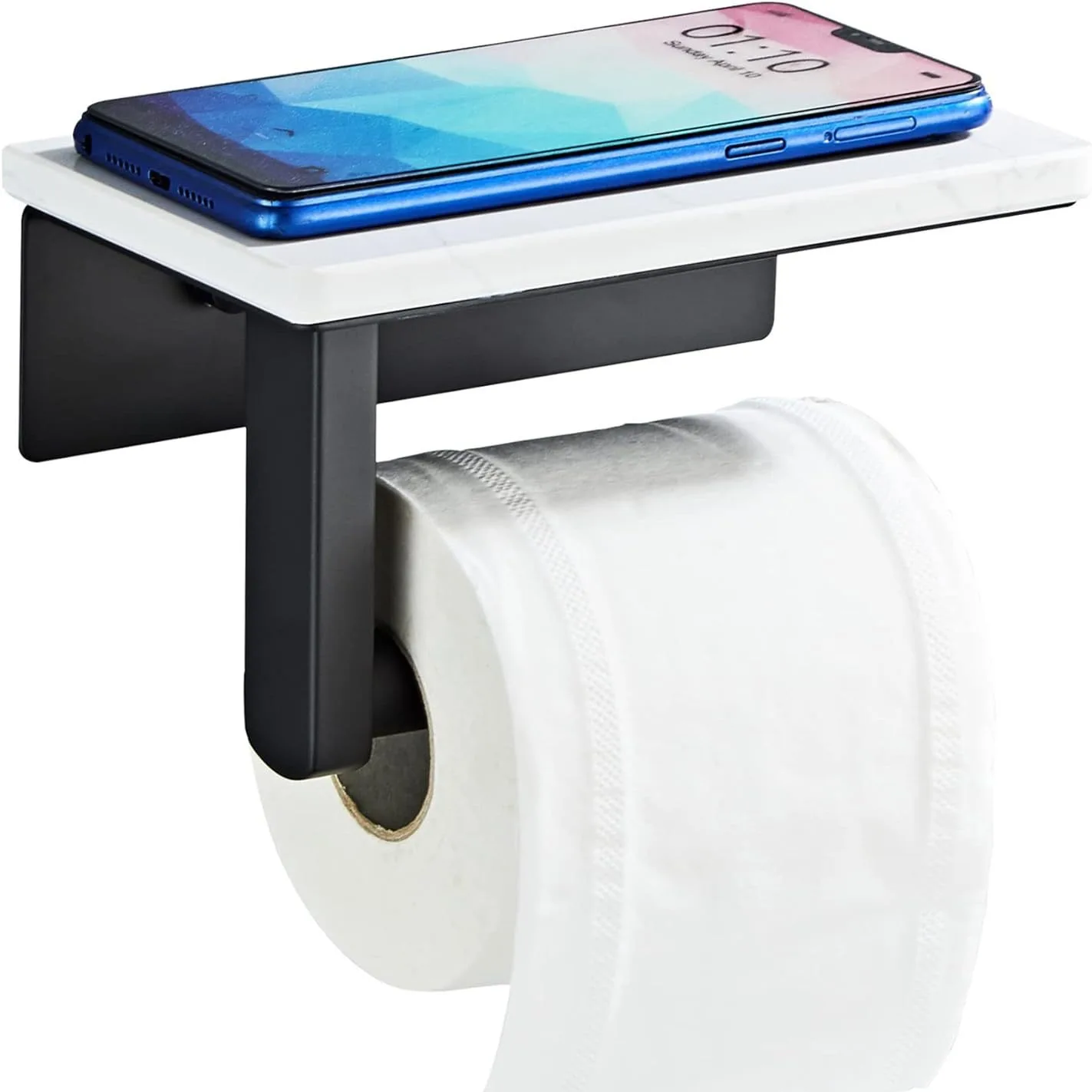 STOCCO classic stainless steel tissue paper holder bathroom wall mounted toilet paper holder with marble mobile phone shelf