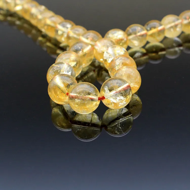High Quality Round Citrine Beads Lemon Rock Crystal Gemstone Loose beads Citrine Stone for Jewelry Bracelet Necklace Making