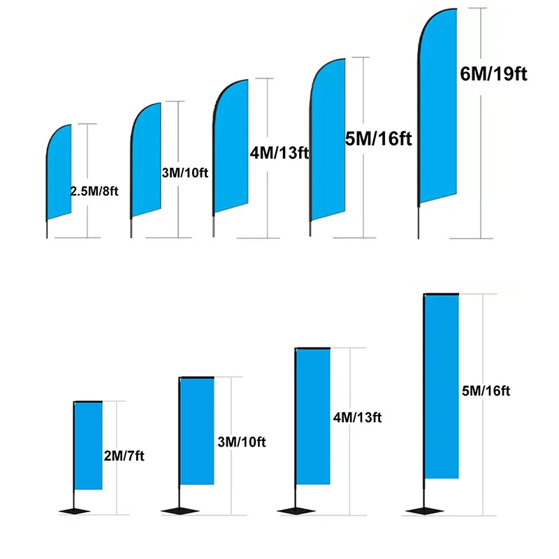 Shop 7ft 11ft 16ft double printed spike base flagpole feather flag set