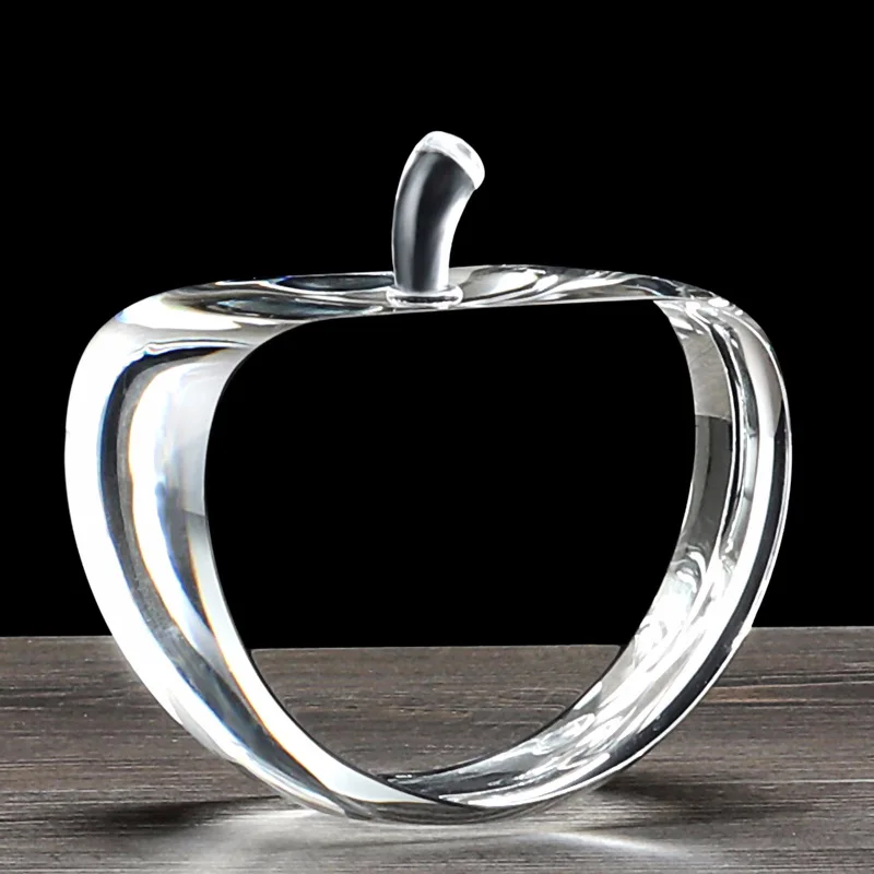 Custom Engrave Valentine Day Gift Beauty Clear Wedding Favor Gift Souvenir Paperweight Crystal Apple