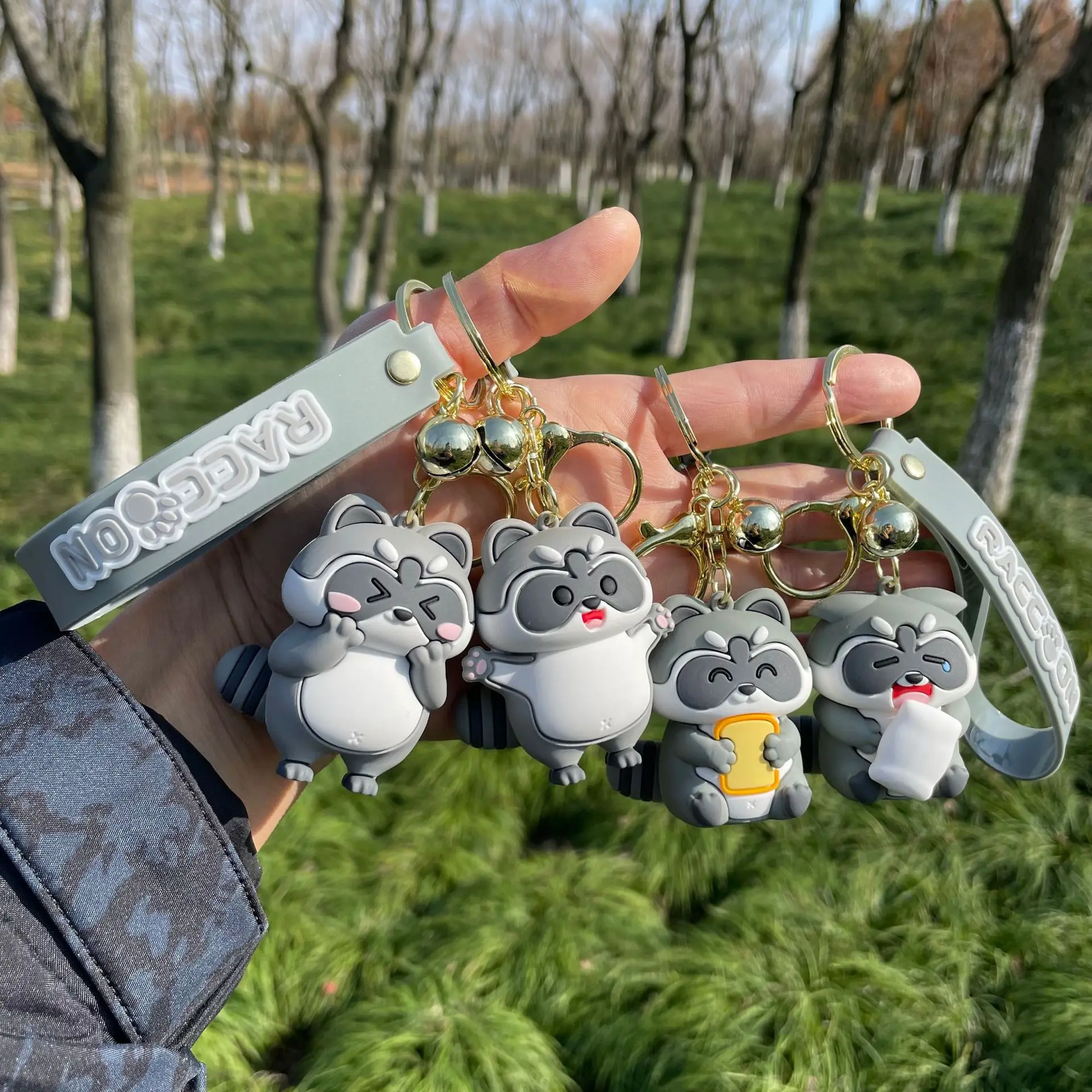 New Design Keychains 3D PVC Rubber Pendant Guardians of The Galaxy Groot Rocket Raccoon Keyrings