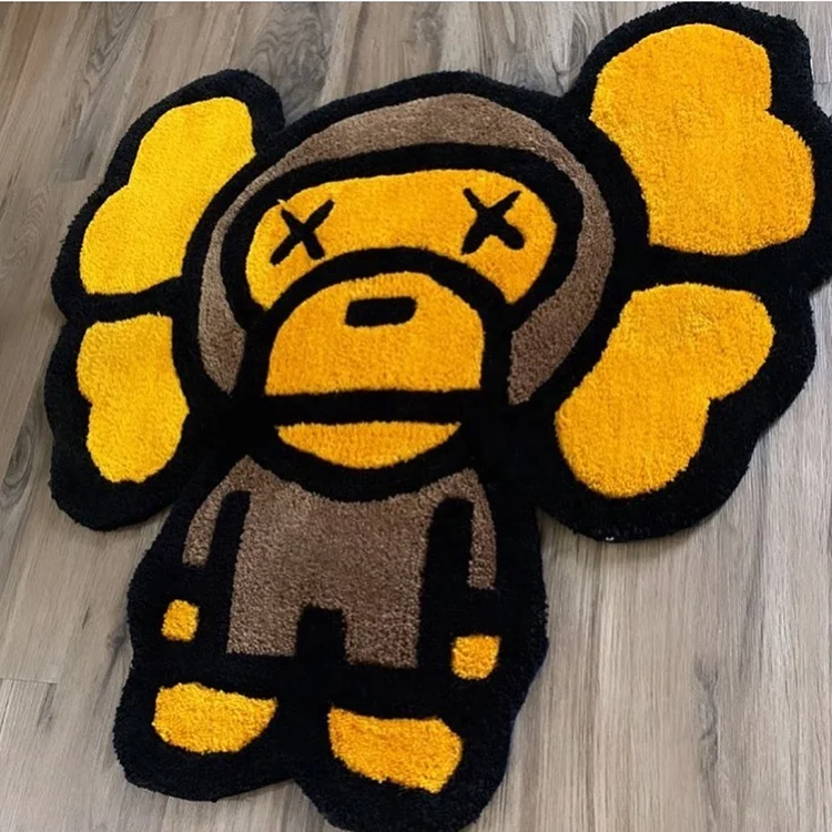 Ворсовый ковер ручной работы с принтом «Milo» коротким рукавом марки Bape