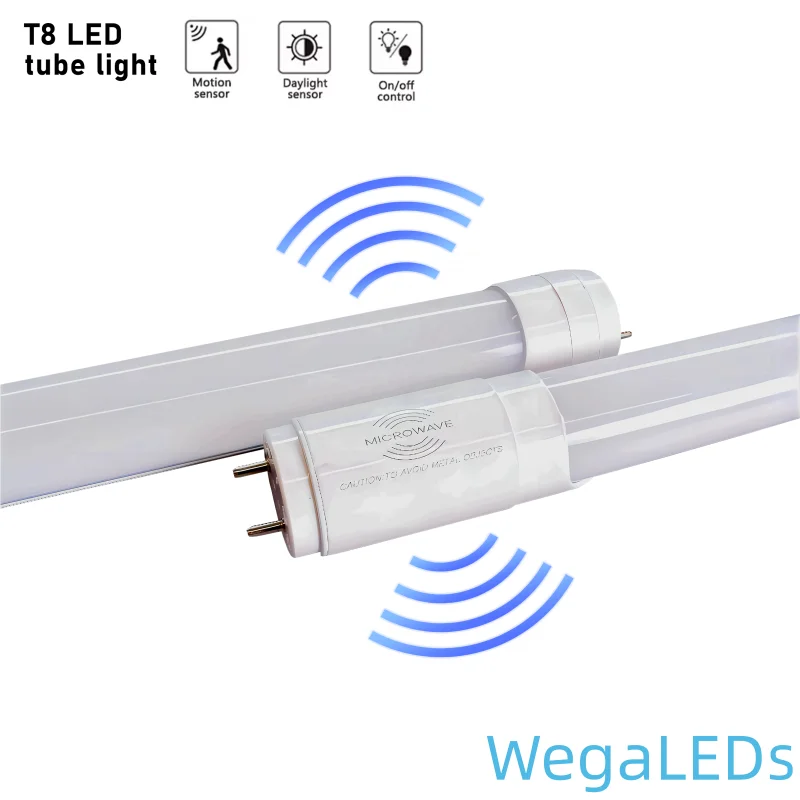 2024 Hot Sale High Quality 0.9m 1.2m 1.5m 18w PF0.5 IC Driver Microwave LED Tube Glass PC T8 LED Light Tube for Parking Lot