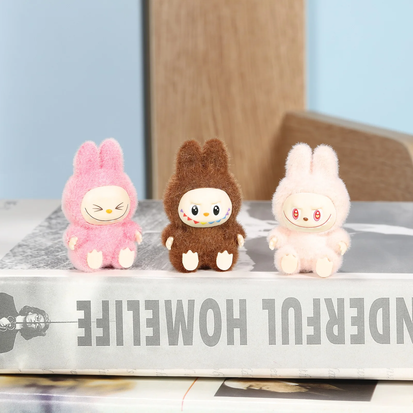 Bubble Mart Labubu Second Generation Mini Pendant Cute Grain Tide Play Blind Box Cotton Flocking Sitting Animal Stuffed Toys
