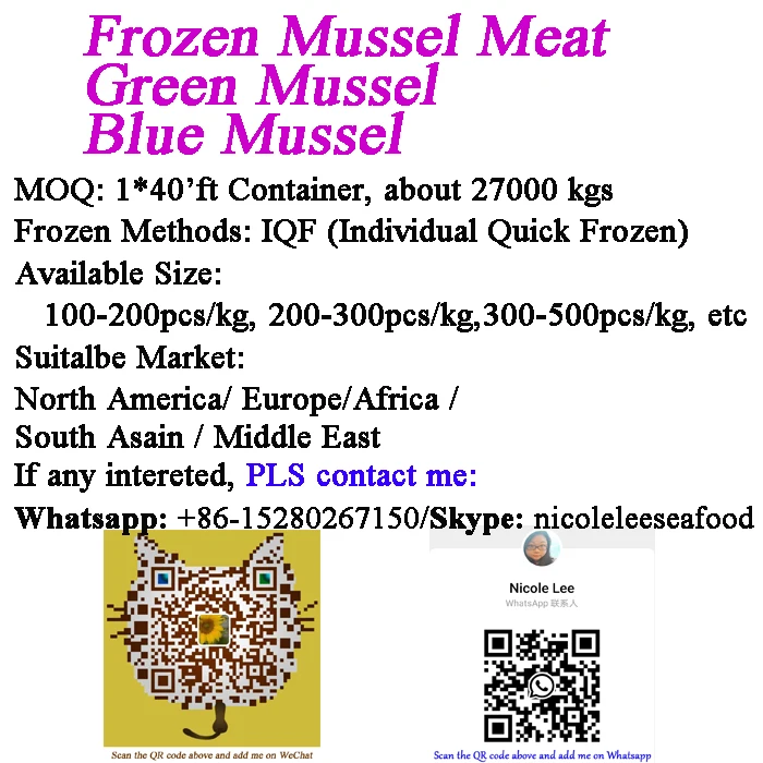 Frozen Green Mussels meat Whole