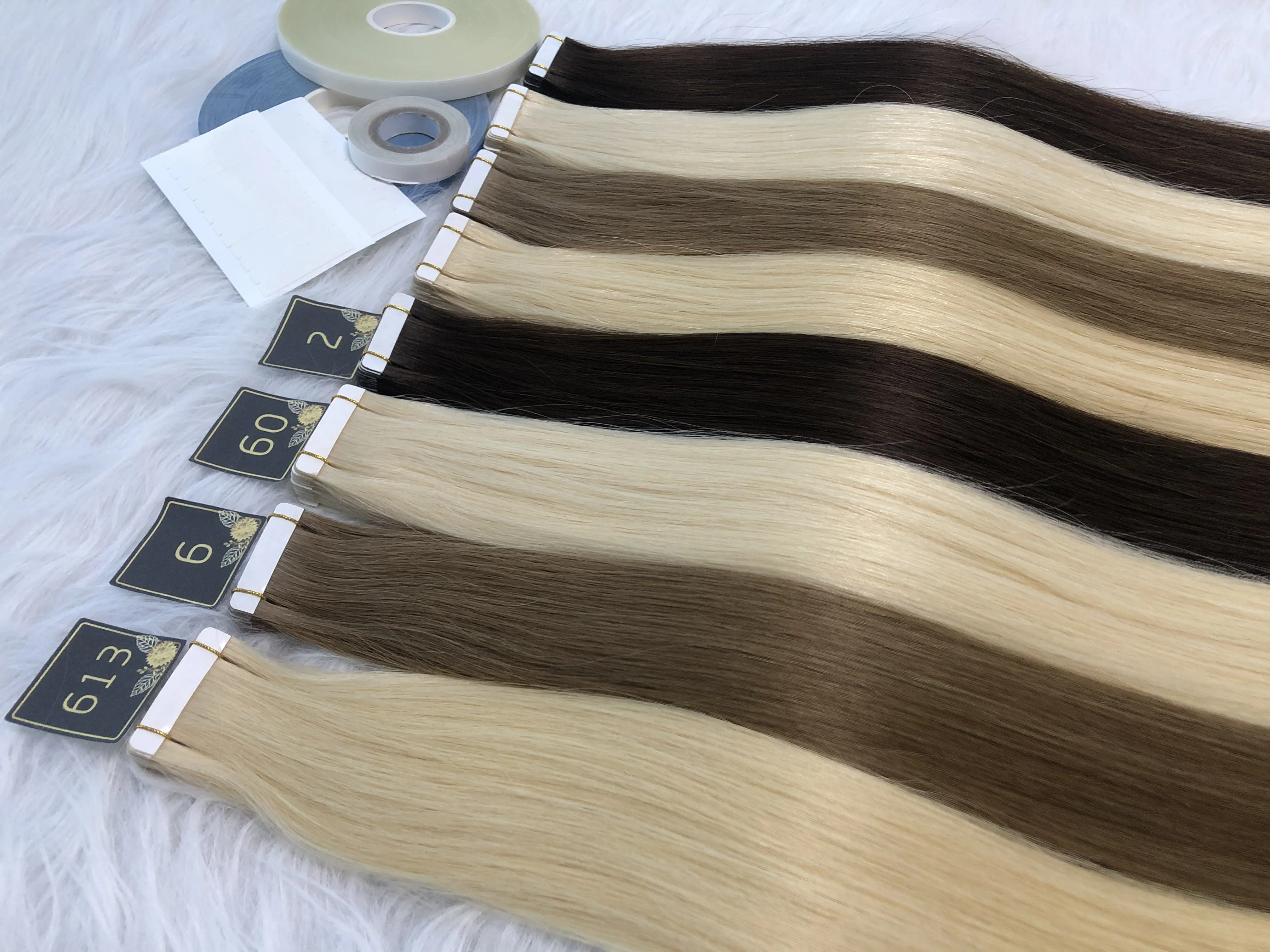 Unprocessed Cuticle Aligned Tape In Hair Extensions 100 Raw Human Hair Fuller Thick Ends Double Drawn Single Donor