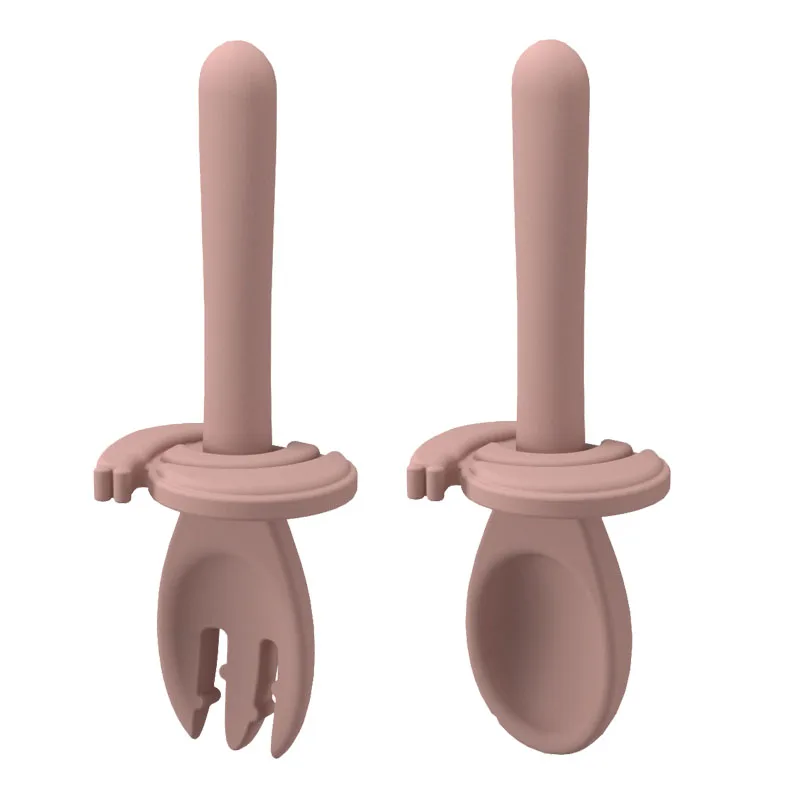 Оптовая продажа с завода, силиконовая ложка для еды в форме улитки, без БФА, кормушка для детского питания, ложка и вилка, набор для бесплатного образца