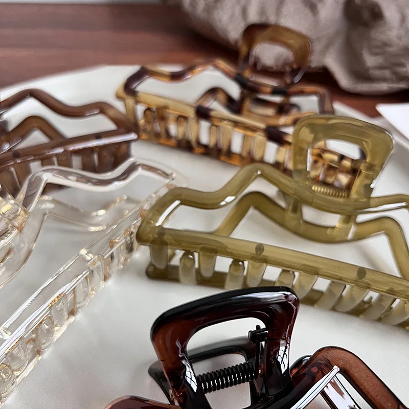 Custom Logo Olive Green Plastic Resin Large Hair Claw Clip Women Hair Accessories 12.8cm Big Claw Clamp For Women Thick Hair