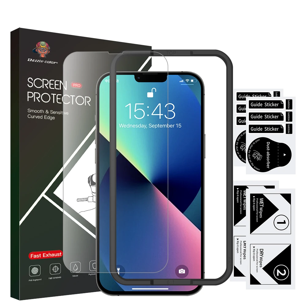 Для iphone 13 12 pro max полное покрытие 3 2 Упаковка заводская цена 9H инструмент для выравнивания без пузырьков Защитное