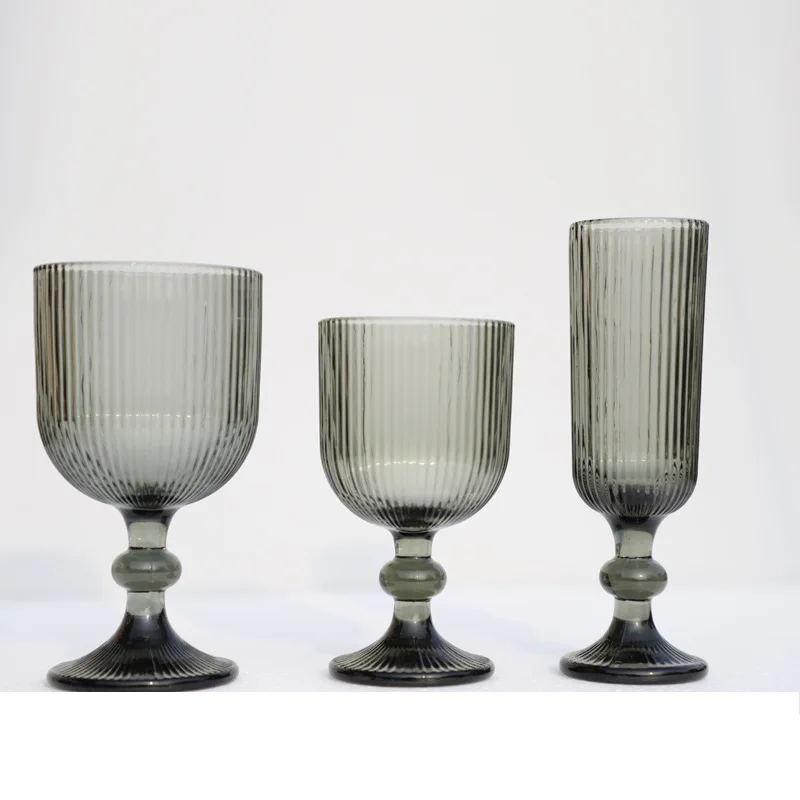 Wholesale Bar Cheap Vertical Lines Smoke Cocktail Glass Luxury Dessert Bowl Martini Ice Cream Bowls Champagne Coupe Glass Clear