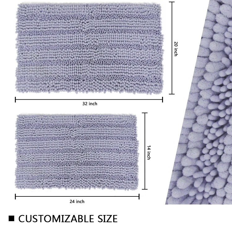 
Chenille Microfiber Material Super Water Absorbent Shaggy Bath Mats Set For Bathroom 