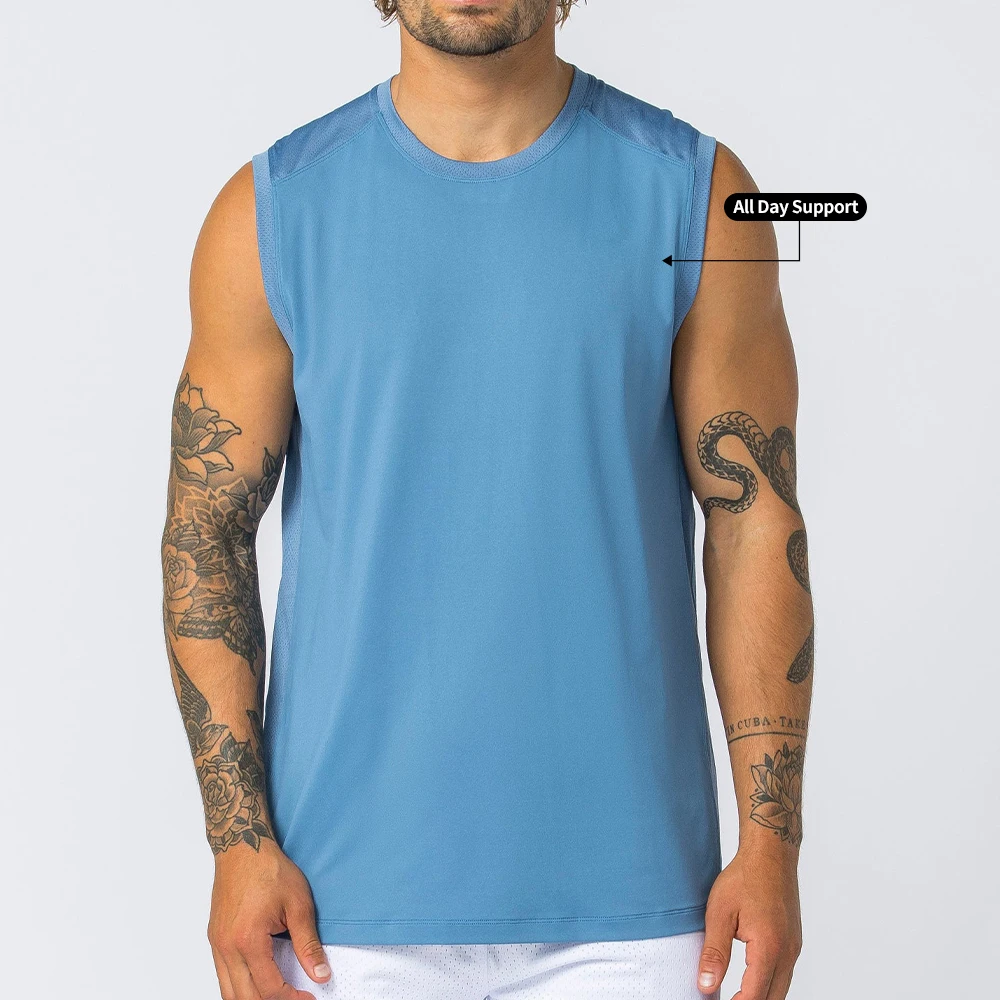 Manufacture custom logo high quality sleeveless vest streetwear blank gym top heavy weight fitness workout men gym wear