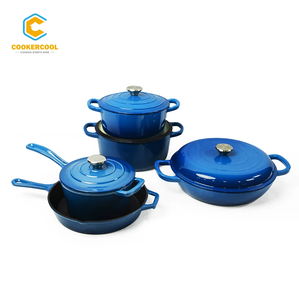 Cookercool Fashion Kitchen 9PCS Cast Iron enamel cast iron cookware sets