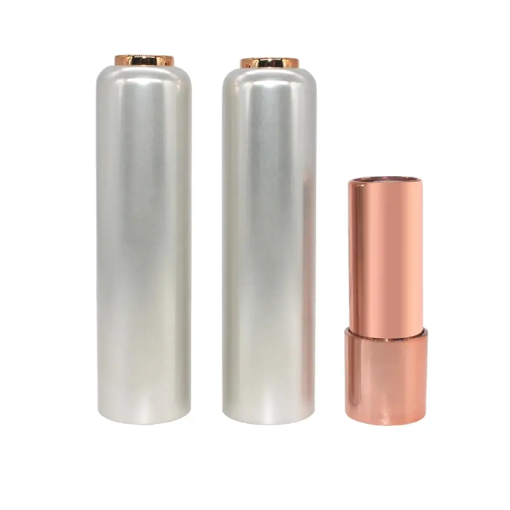 Wholesale luxury lipstick tube gold round shape lipstick container plastic lipstick packaging with customized logo