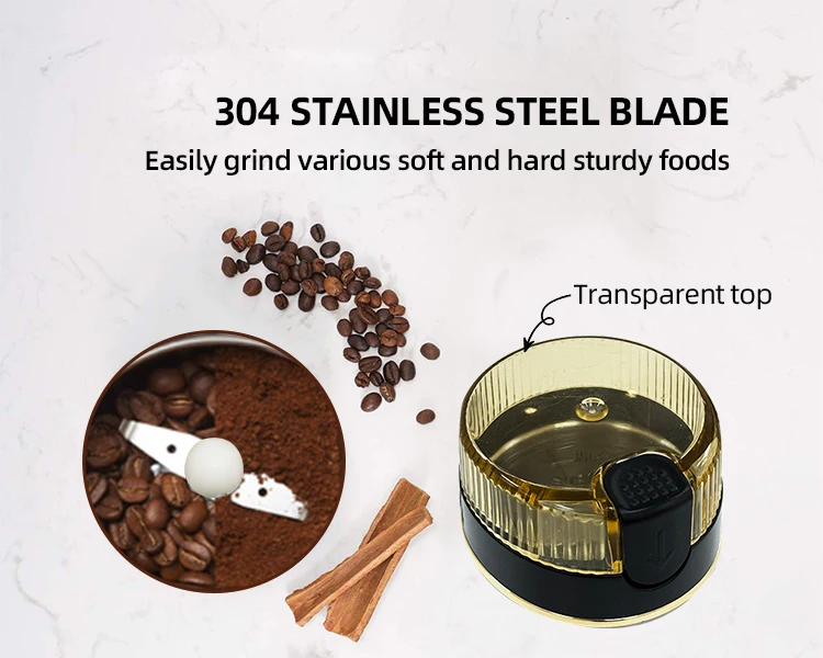 Wholesale Price Coffee Bean Mill Multifunctional 2 Stainless Steel Blades Portable  Electric Coffee Grinder