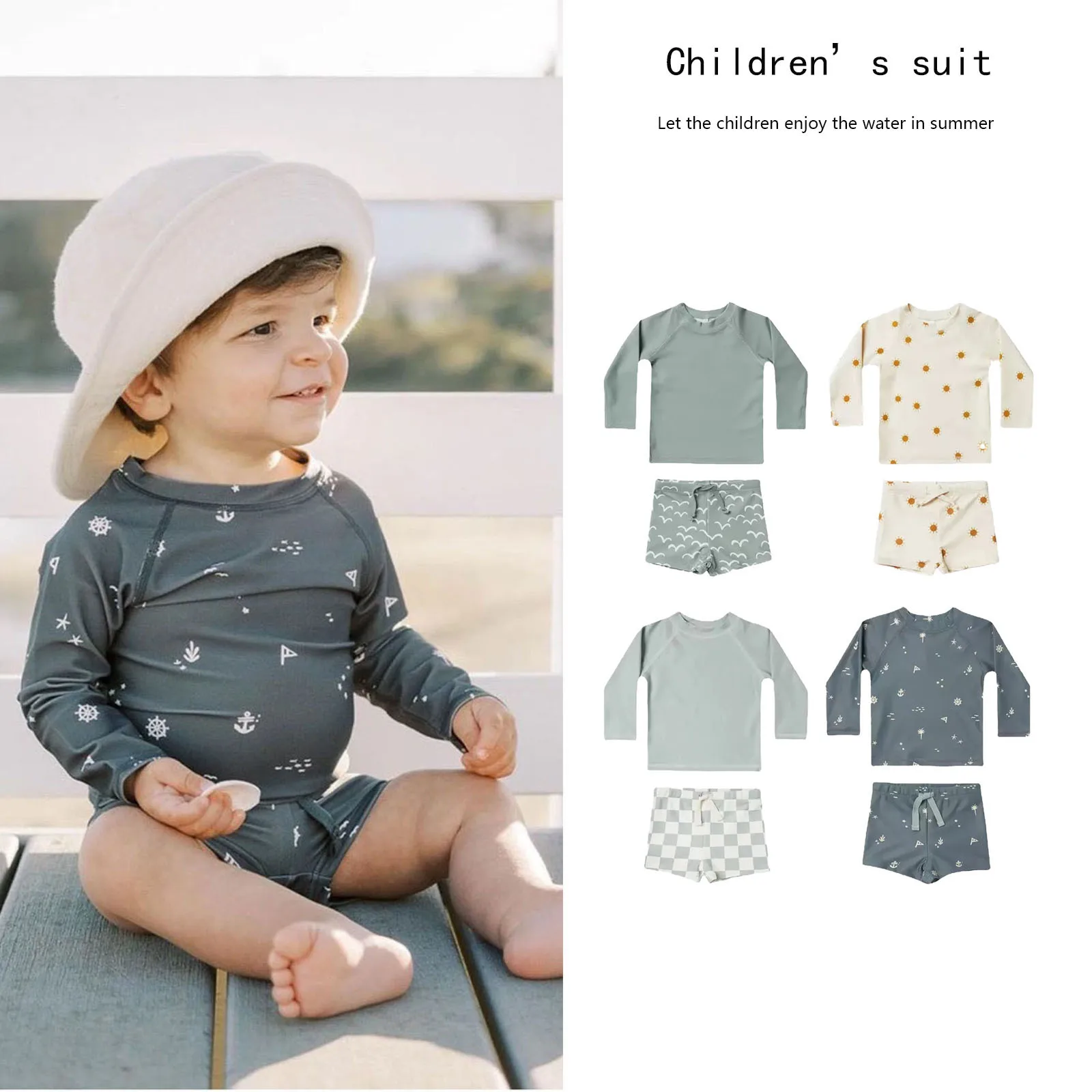 HAOUME Custom Lovely Kids Swimsuit Child Bikinis Girls Boys Two-Pieces Beachwear Swimwear Baby Swimwear Set For Girls And Boys