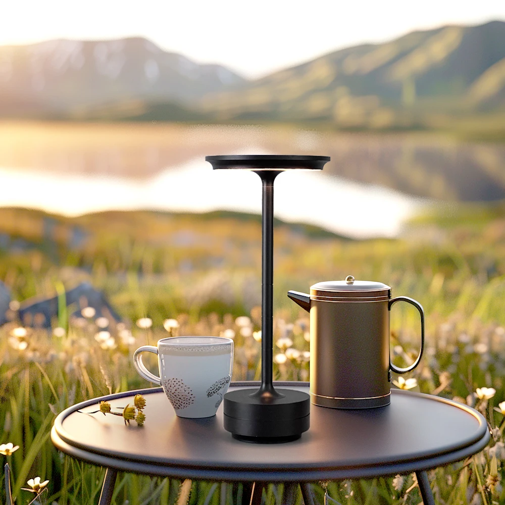 Modern Metal Bar Outdoor Cordless Bar Restaurant Table Lamp Cordless Decorative Lamps Led Touch Rechargeable  Table Lamp