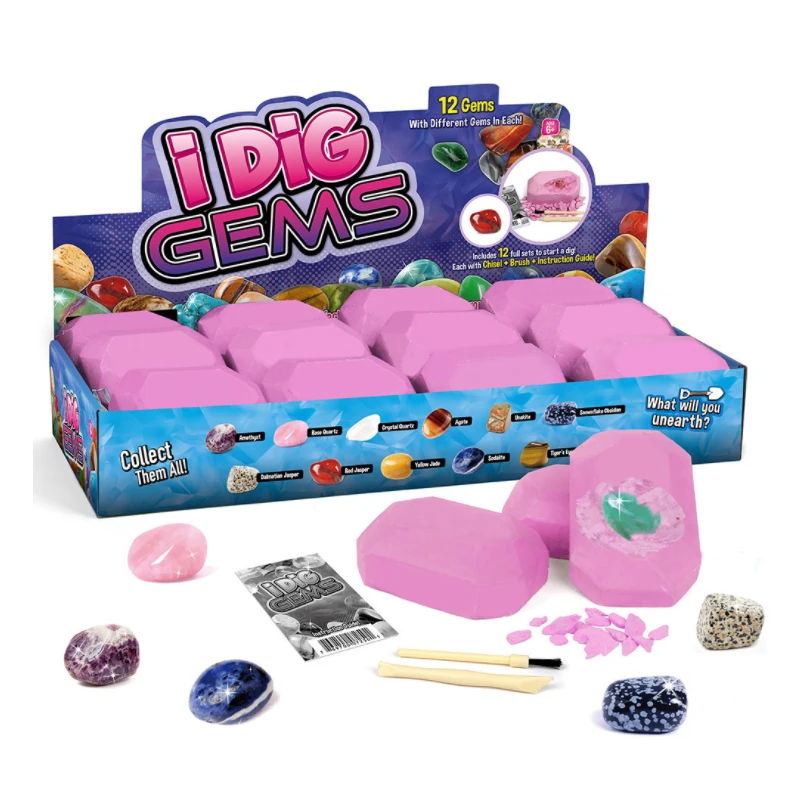 Customize logo Educational kids toys gemstone rock mineral geology mining gift toys boy girl