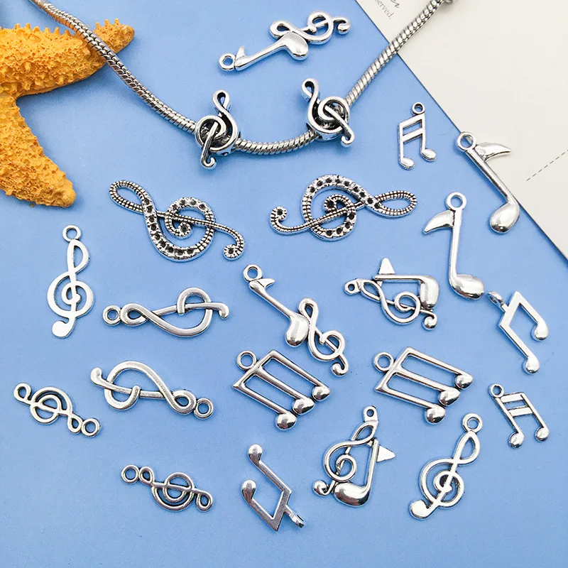 100pcs Alloy Multistyle Musical Instrument Notes Symbols Pendant Connector Music Elements Charm