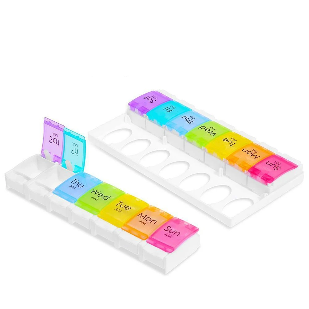 New Colorful 14 Cases 7 Days Medicine Weekly Plastic Pill Box Portable PP Pill Storage Cases