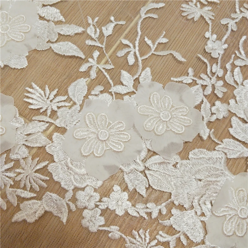 3D flower European and American new mesh embroidery handmade DIY material bridal wedding dress veil fabric