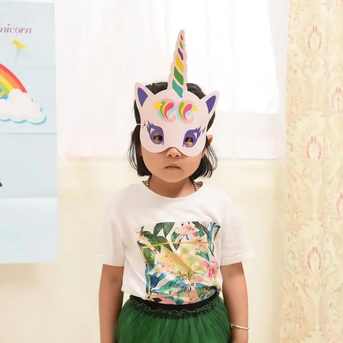 Wholesale 12PCS Cheap Paper Luminous Unicorn Mask for Kids Birthday Party Supplies