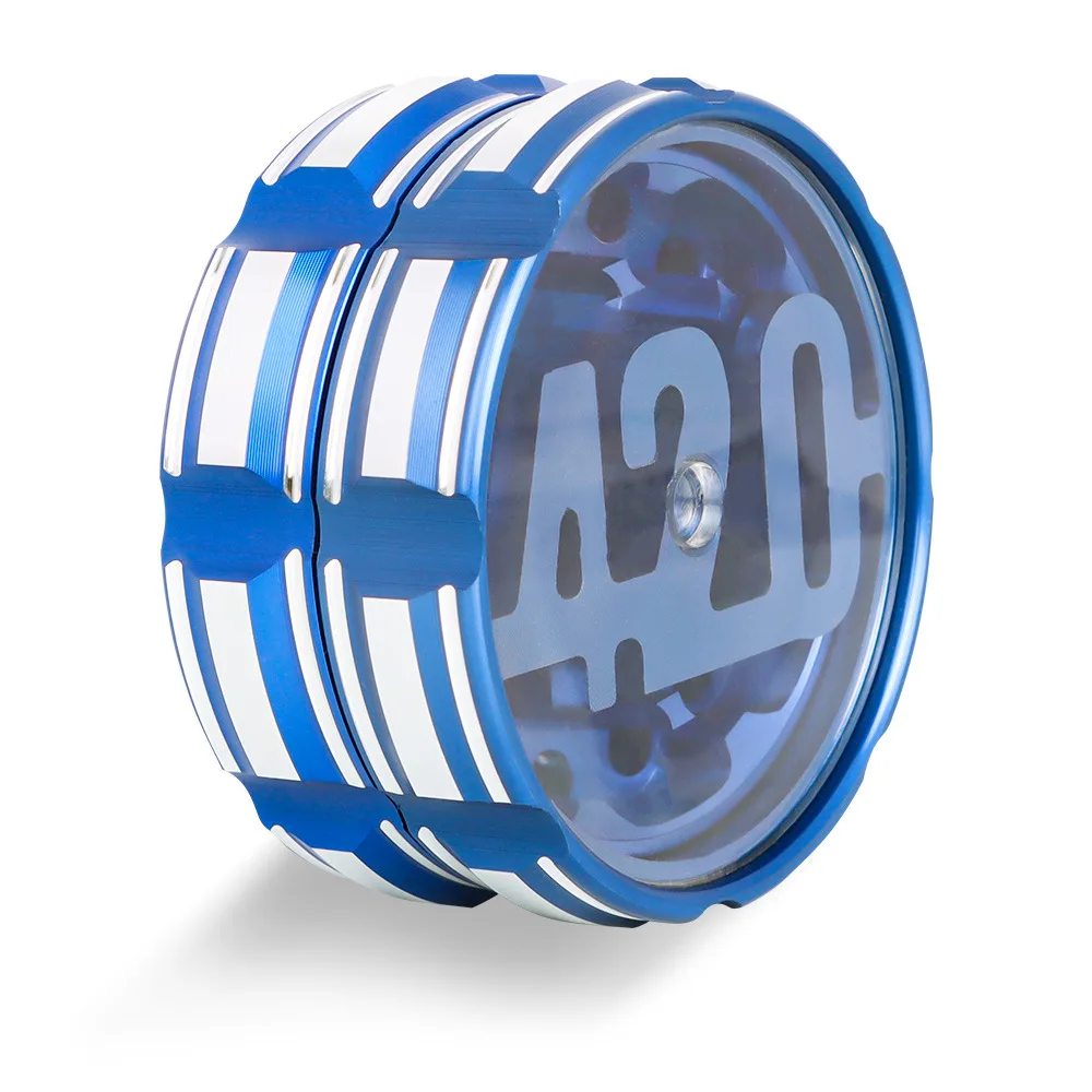 63mm aluminum alloy four layer smoke mill with hidden layer and 420 numbers on the upper cover