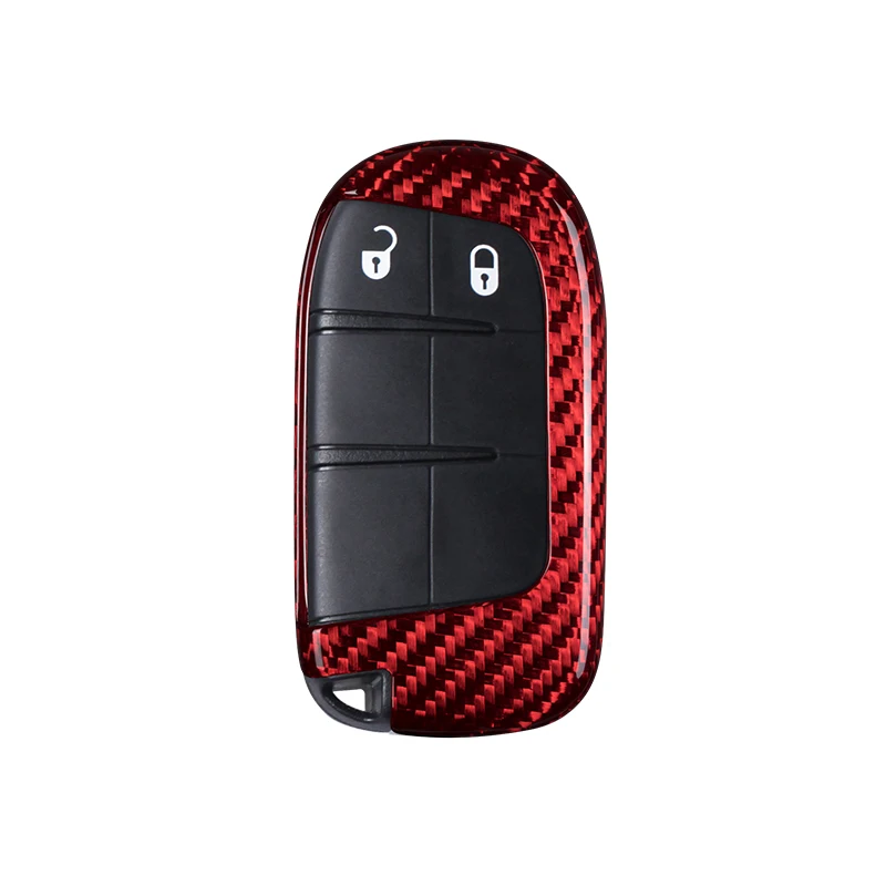 T-carbon Carbon Fiber Car Key Case For 2015-2021 Dodge Charger parts 17 challenger Hellcat JEEP Key Cover Decorated Car Key Bag