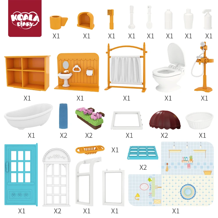 Koala Diary DIY Dollhouse with Kitchen Toys, diy dollhouse miniature, mini dollhouse miniature wholesale