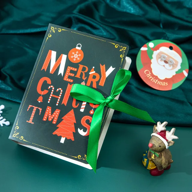 CL038 Book Shape Merry Christmas Candy Boxes Bags Santa Claus Gift Box Party Decoration Supplies Christmas Cookie Box