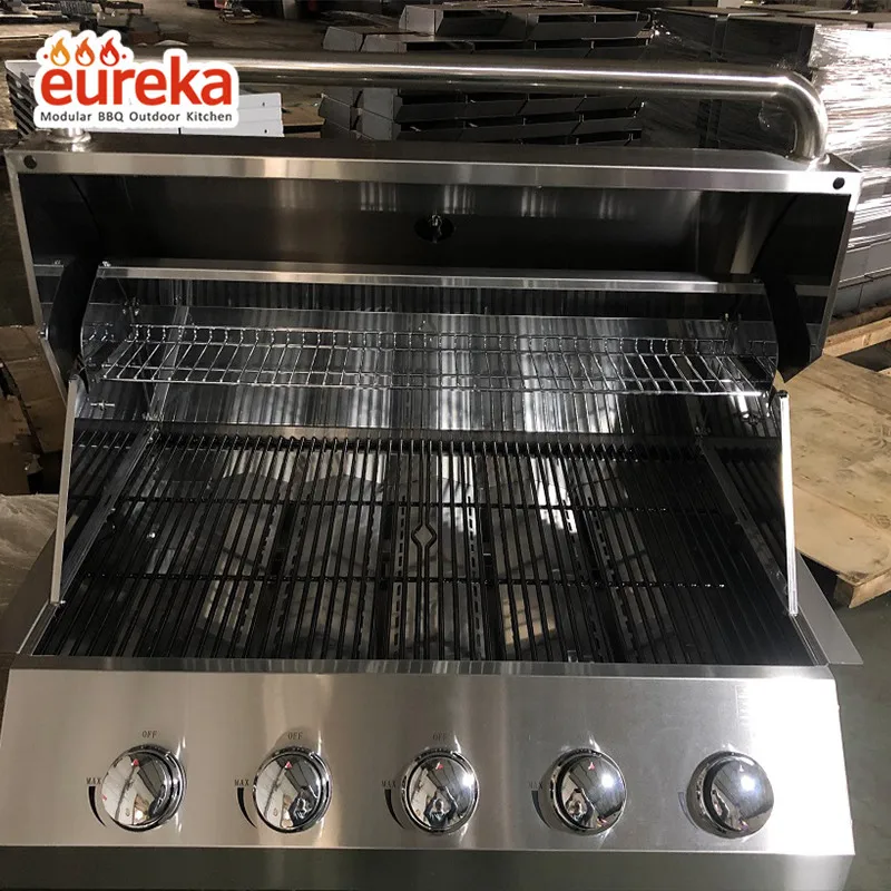 Outdoor BBQ Kitchen Portable 5 Burner Built in Counter Top Stainless Steel Gas Barbecue Grill Portable BBQ Grills